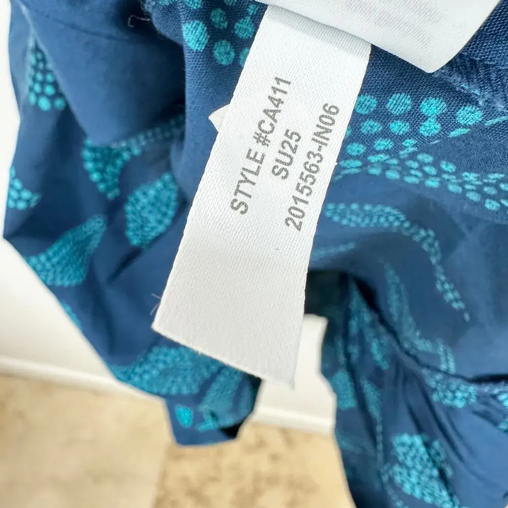 J.Crew Petite Poplin Corset Midi Dress Cotton Tropical Blue Vacation 0P NWT - Picture 9 of 12